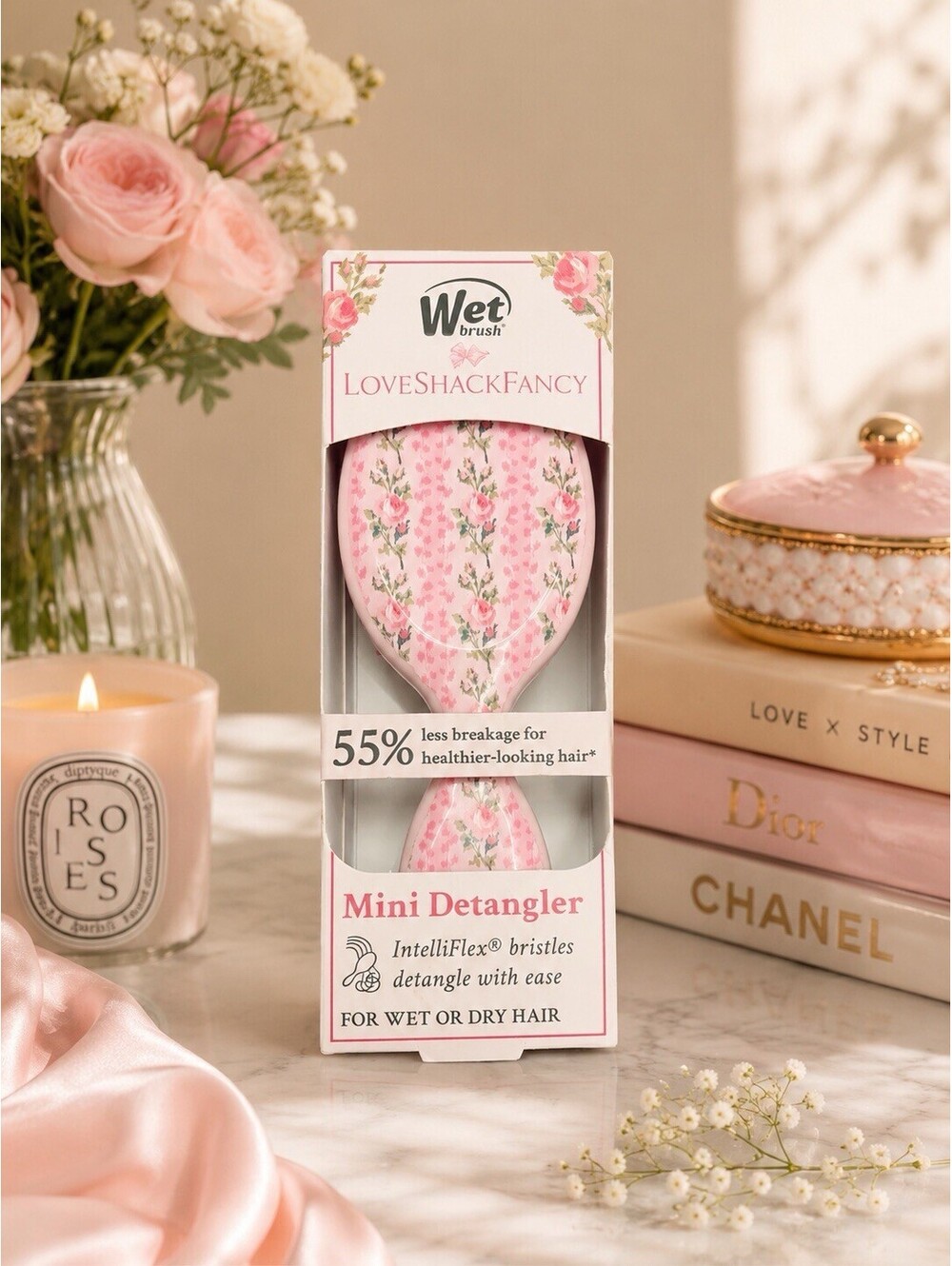 LoveShackFancy X The Wet Brush 🎀  Love Shack Fancy MINI Detangler Rosa Beaux